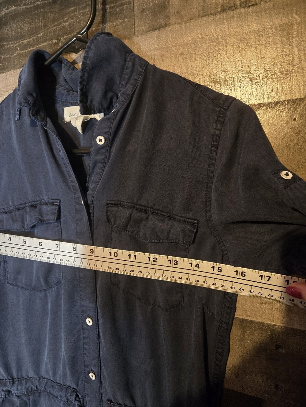 Women’s Navy Button-Front Shirt Dress - Picture 6 of 8
